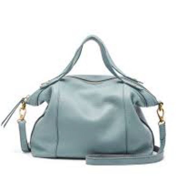 Fossil Sadie Satchel Baby Soft Pastel Spring Blue Leather LG Crossbody/Handbag 🦋